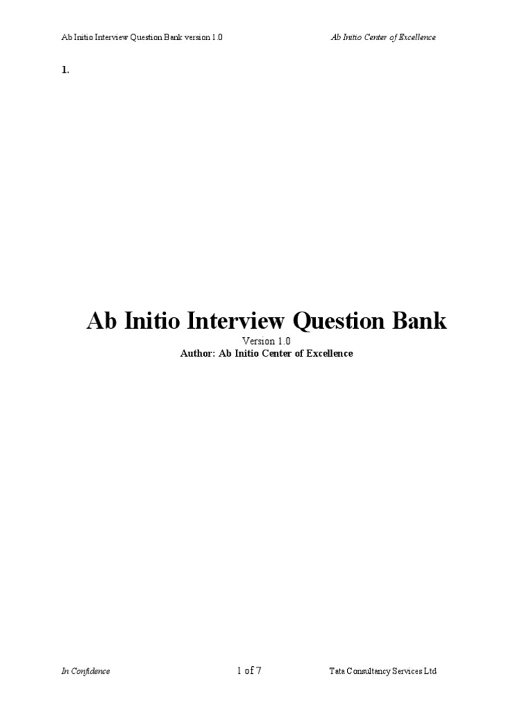 Ab Initio Interview Question v1.0 PDF Data Warehouse Computer Science