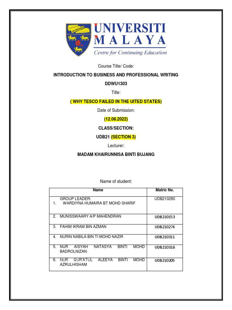 Why Tesco Failed in The United States Download Free PDF Tesco