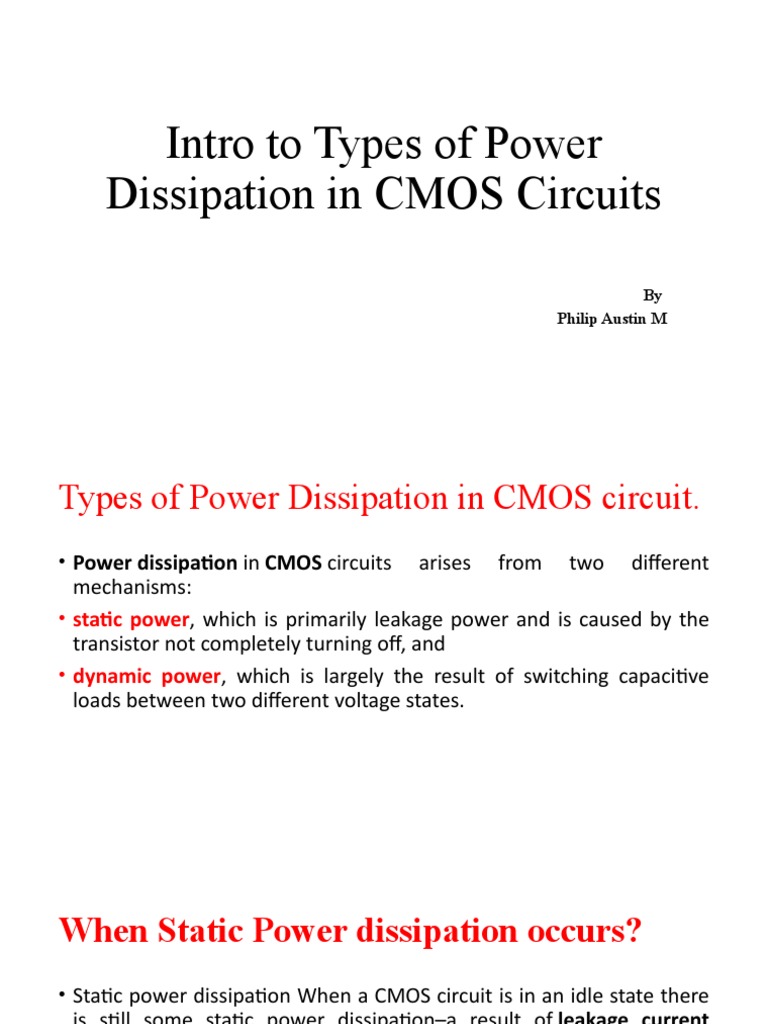 Power Dissipation in CMOS Circuits | PDF | Cmos | Field Effect Transistor