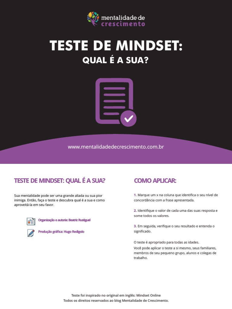 Teste de Mindset: Descubra o Seu | PDF | Autoajuda