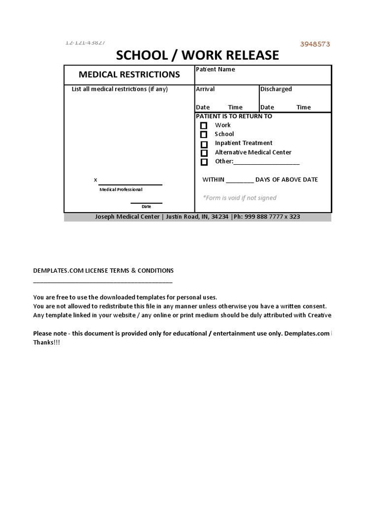 Medical Release Form Template | PDF
