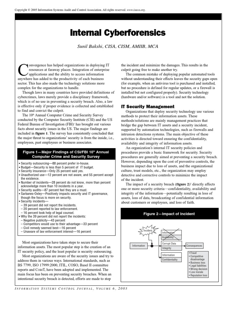 Internal Cyber Forensics | PDF | Business Continuity | Computer Security