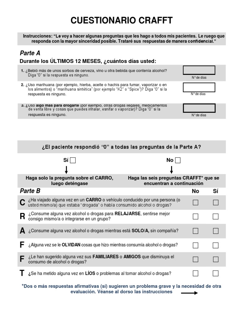 Cuestionario CRAFFT para Evaluación de Riesgo | PDF | Cannabis (Droga ...