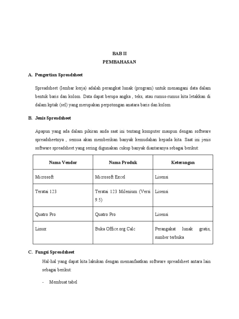 Panduan Dasar Spreadsheet Pdf