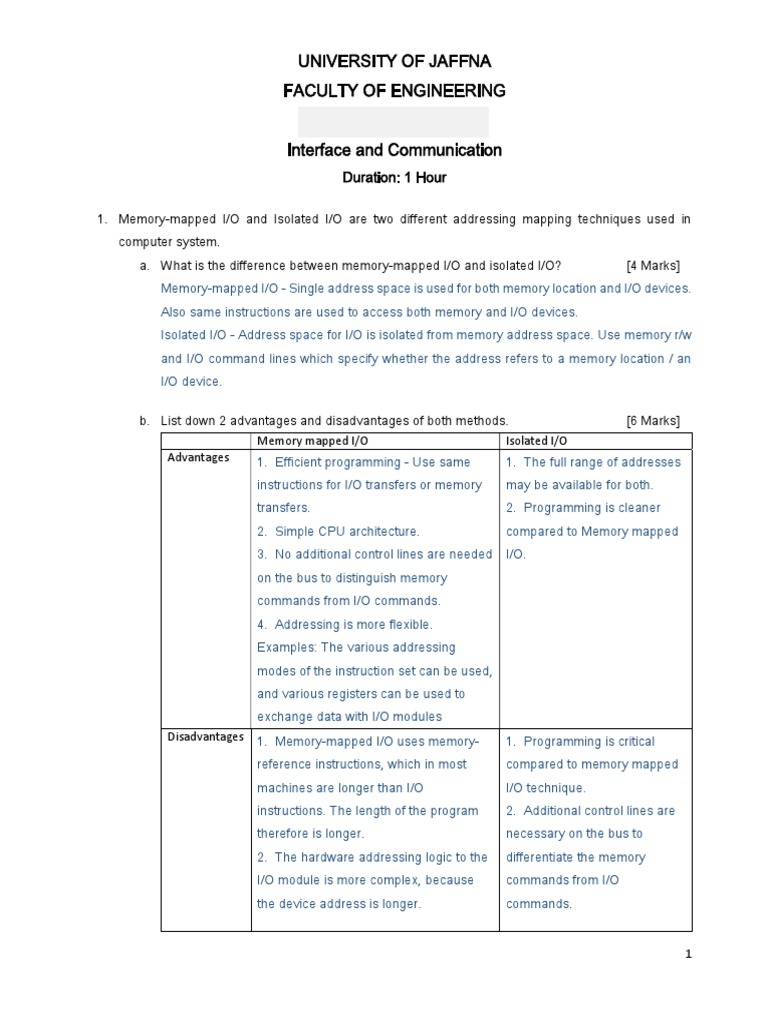 Memory Mapped vs Isolated I/O Techniques | PDF | Input/Output | Office ...
