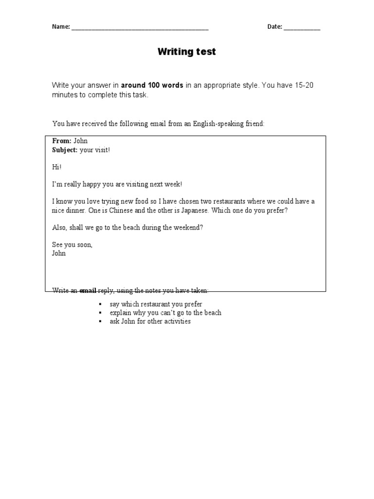 Writing Test | PDF