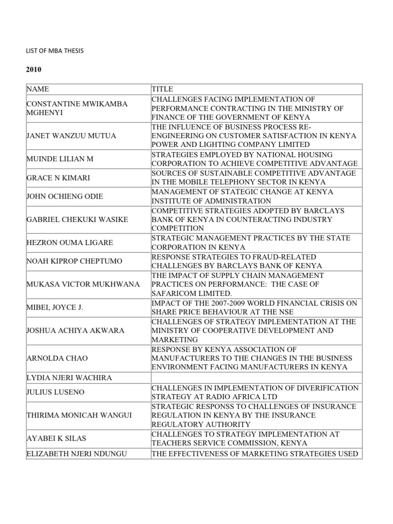 Mba thesis topics in management picture