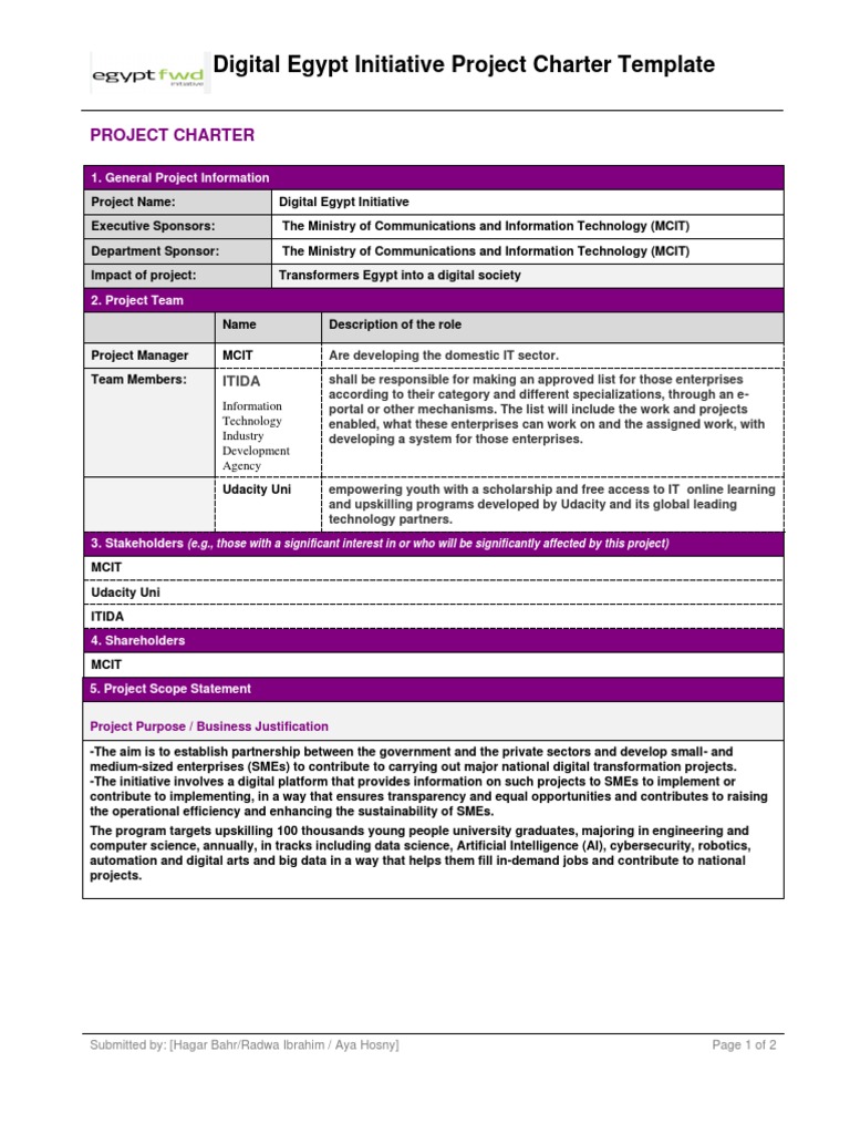 Digital Egypt Initiative Charter Template | PDF | Artificial ...