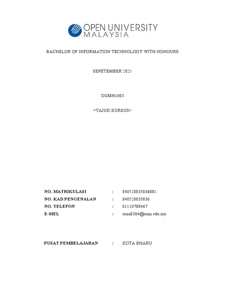 Panduan Tugasan Pelajar IT OUM | PDF