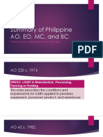 Summary of Philippine AO EO MC BC PDF