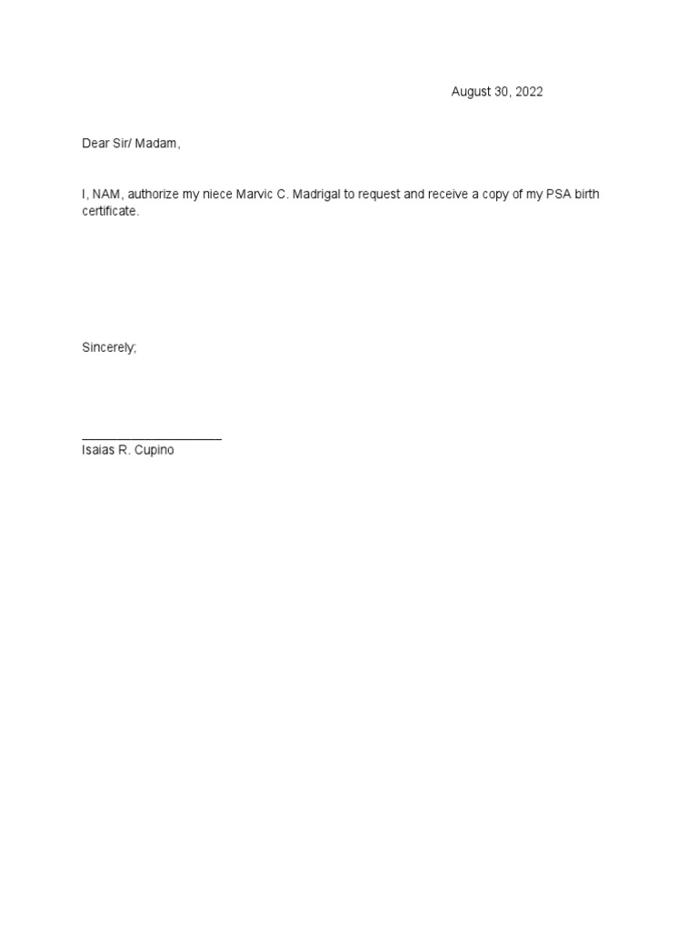 Authorization Birth Certificate PDF