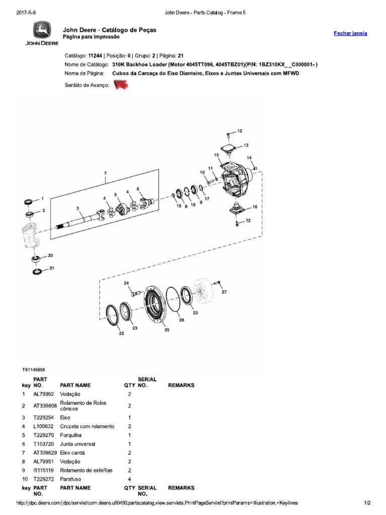 John Deere - Parts Catalog - Frame 5 | PDF