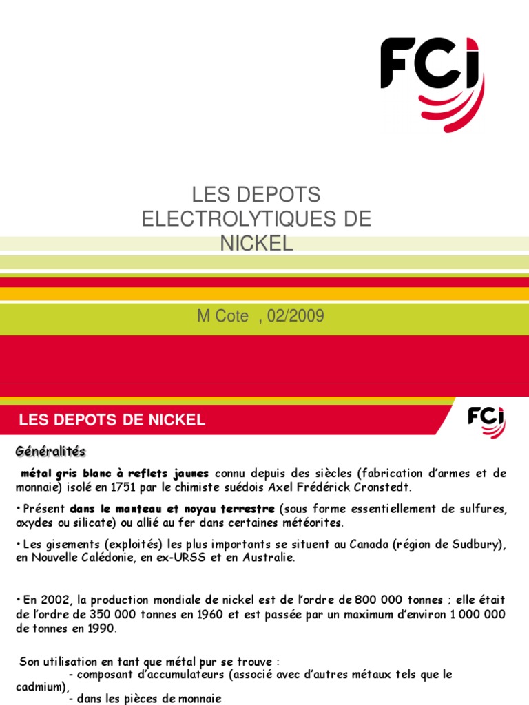 Dépôts Électrolytiques de Nickel PDF Nickel Métaux — free download