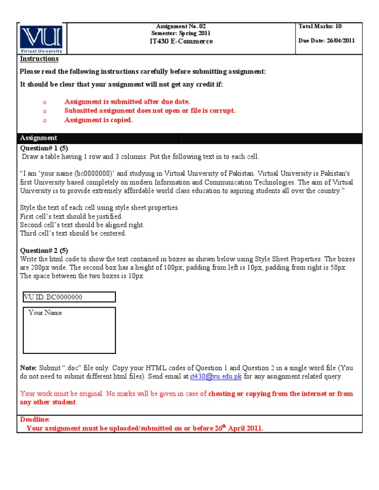 IT430 E-Commerce Assignment Guidelines | PDF | Art