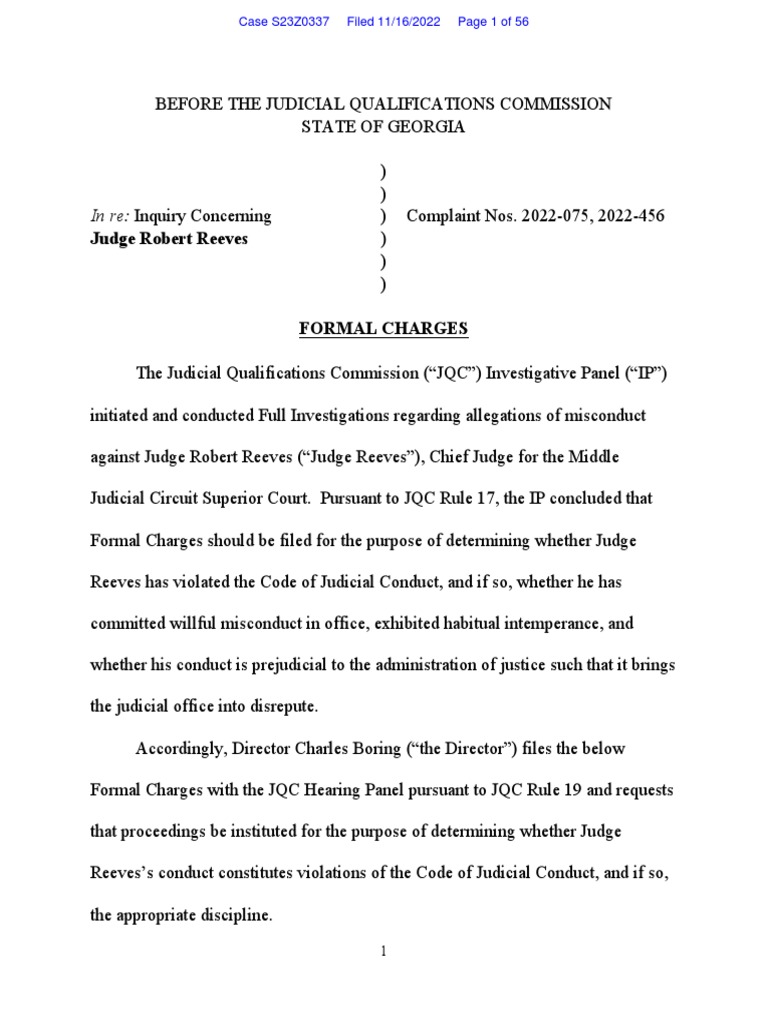 Misconduct Charges Against Judge Reeves | PDF | Judge | Judiciaries