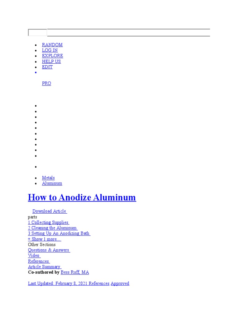 Anodizing PDF Water Aluminium