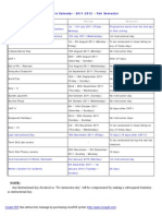 Academic Calendar 2011-2012 - Fall Semester