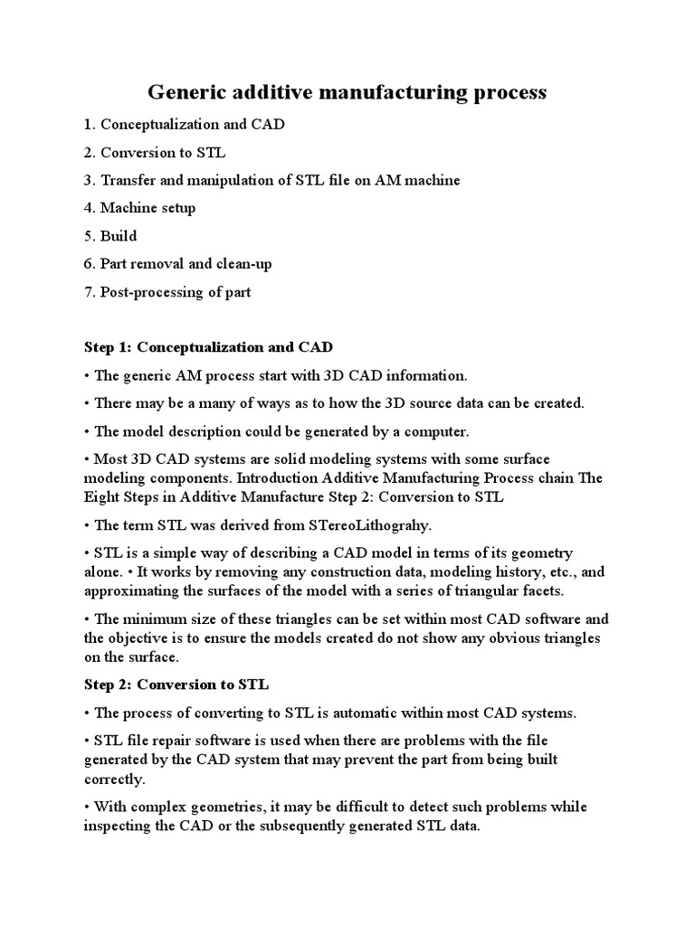Additive Manufacturing Process Steps | PDF | Computer Aided Design | 3 ...