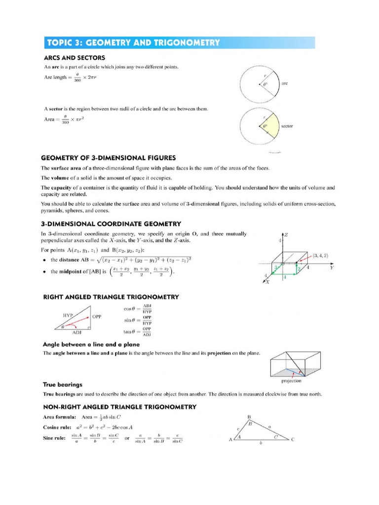 Unit 3 Geometry and Trigonometry Concepts Revision | PDF