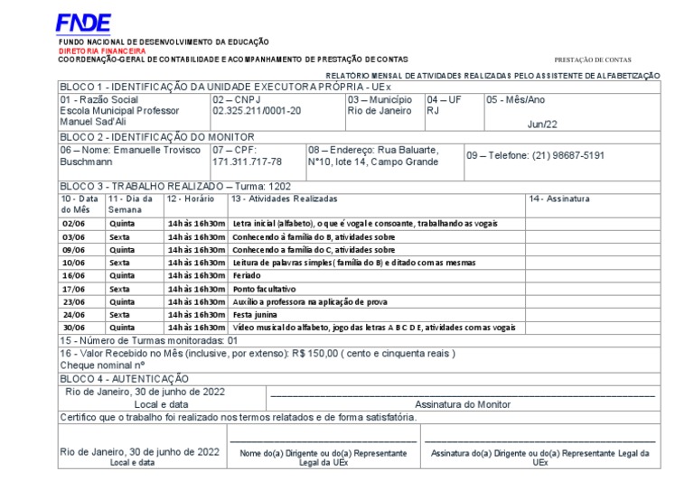 Exemplo De Relatorio Trimestral De Atividades Setor De Serviços Gerais