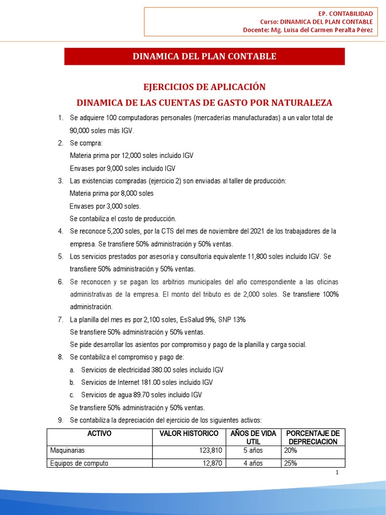 Ejercicios de Contabilidad Práctica | PDF | Contabilidad | Depreciación