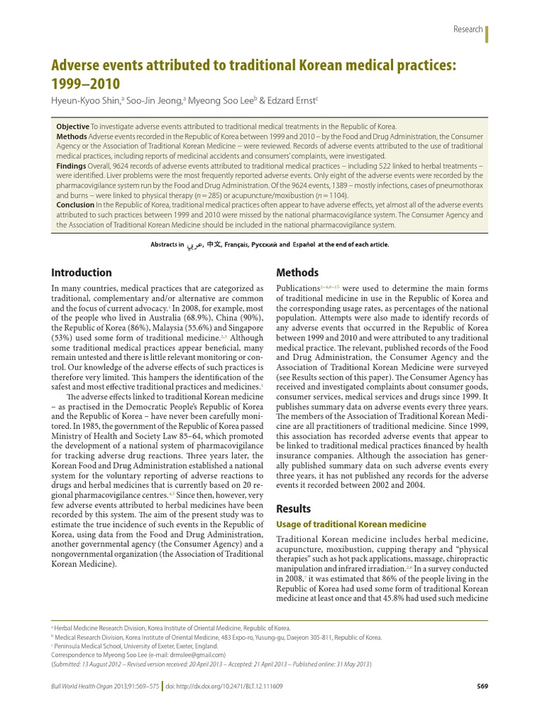 Adverse Effect of Traditional Korean Medicines PDF Adverse Effect