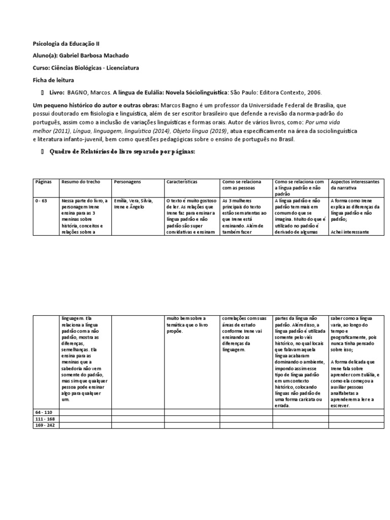 Ficha de Leitura A Língua de