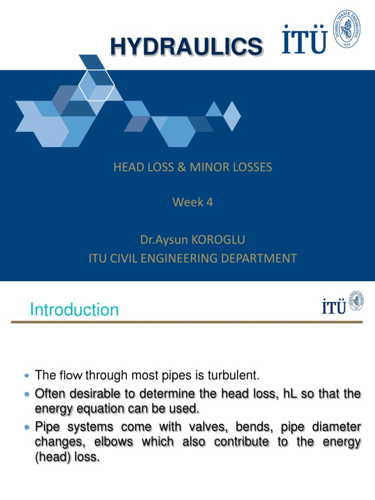 Week4 Head Loss Minor Loss PDF Applied And Interdisciplinary Physics Motion (Physics)