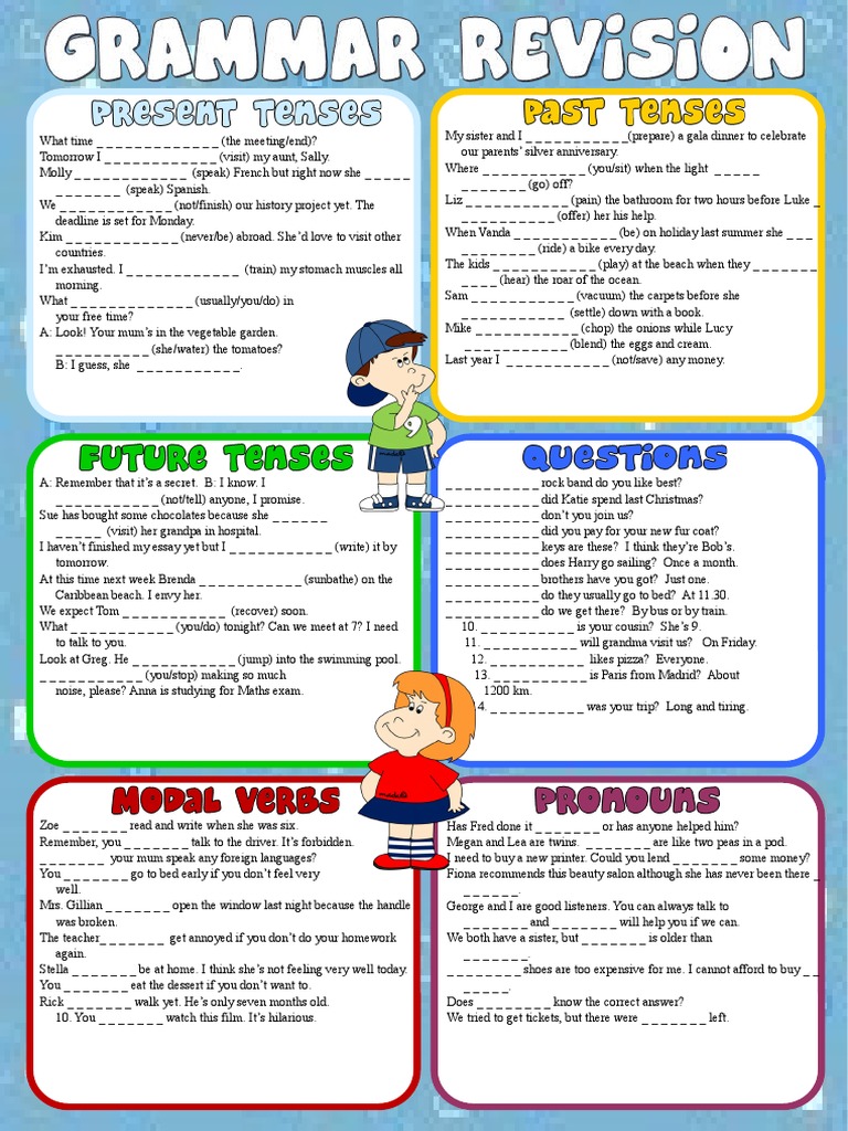 Grammar Revision Present Past Future Tenses Questi Fun Activities Games ...