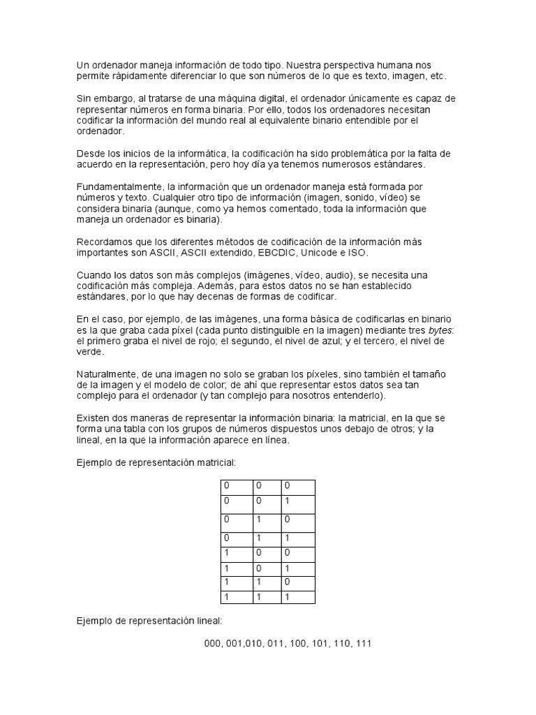 Codificacion de La Informacion | PDF | Ascii | Información
