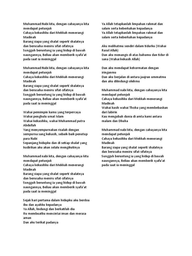 Lirik Muhammad Nabina Pdf