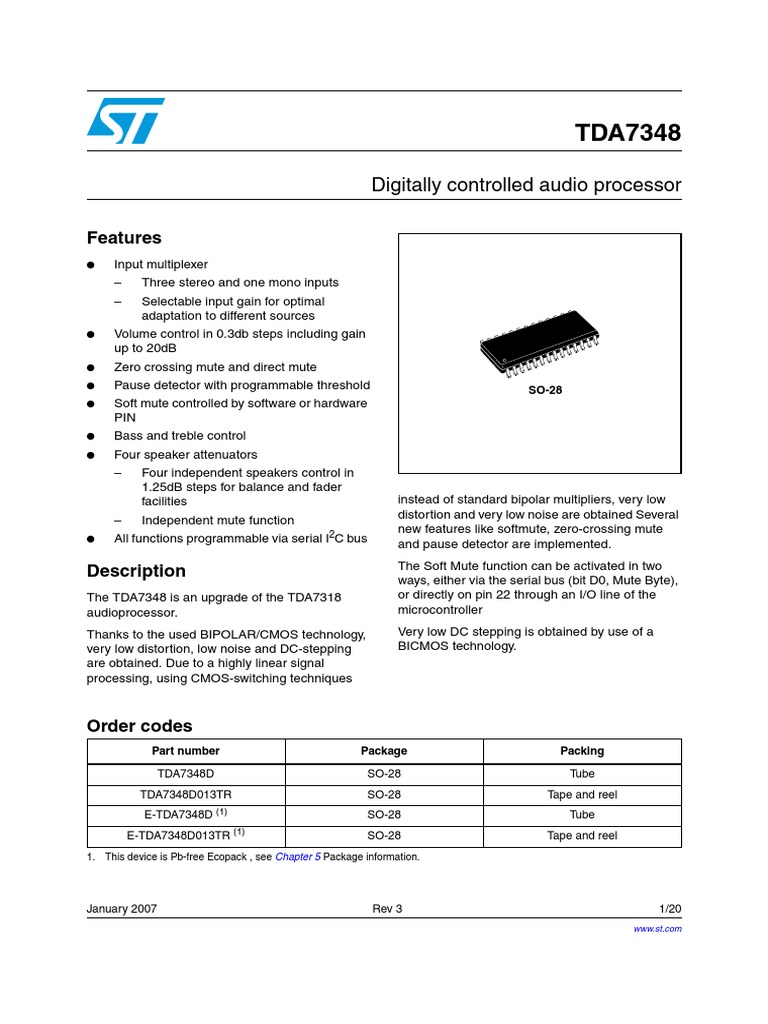 TDA7348D Datasheetz | PDF | Electrical Engineering | Electromagnetism