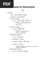 Formulas For Mensuration