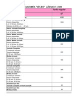 Guardería - Tarifario 2022-2023