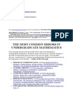 Common Errors in Undergraduate Mathematics