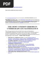 Common Errors in Undergraduate Mathematics