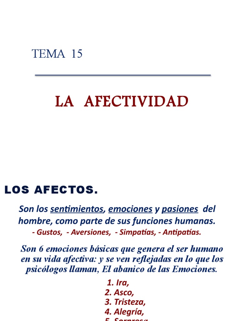Tipos y significados de afecto emocional | PDF | Las emociones | Teoria ...
