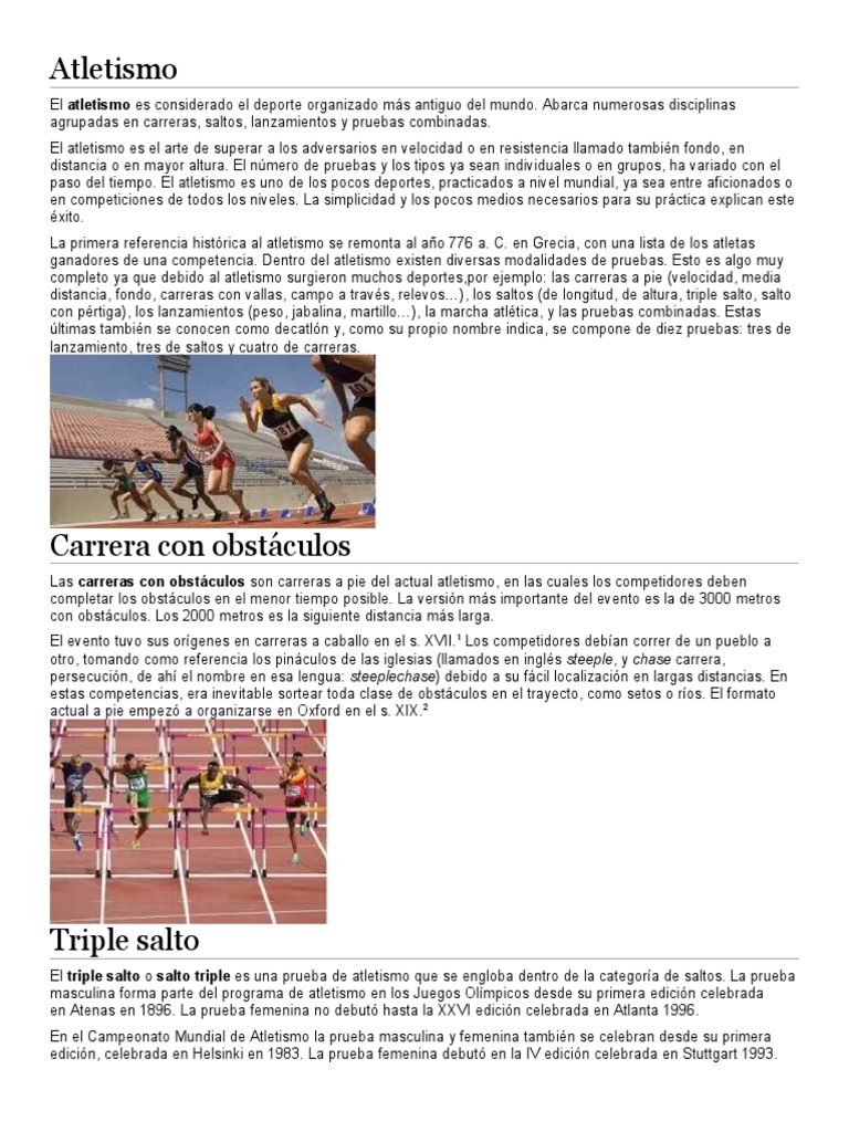Atletismo | PDF | Deporte del atletismo | Deportes