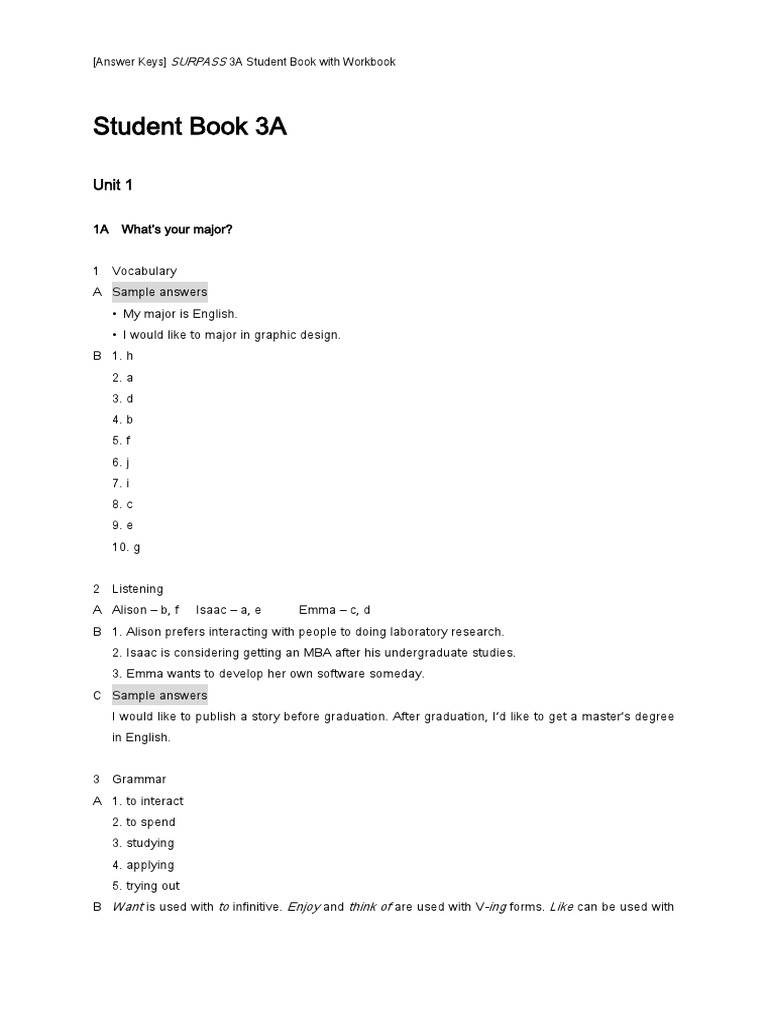 Student Book 3A: Unit 1 | PDF