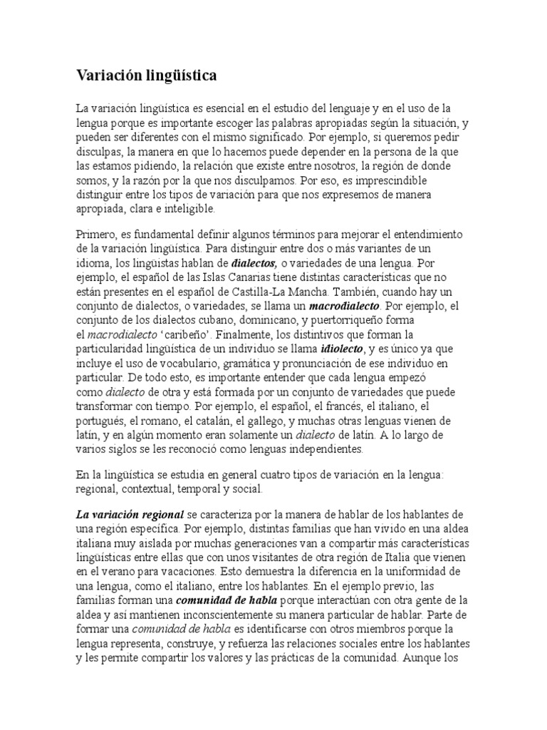 3.4-Variación de La Lungua | PDF | Dialecto | Lengua española