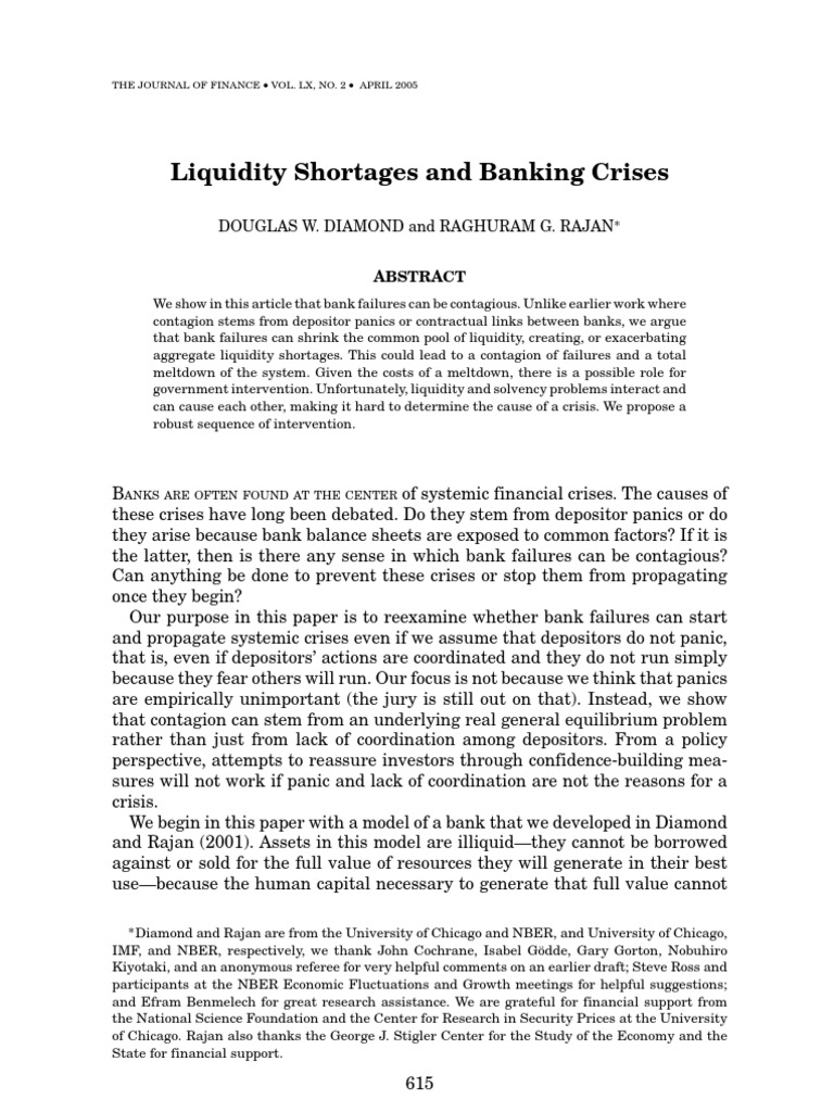Liquidity Shortages and Banking Crises | PDF | Bank Run | Banks