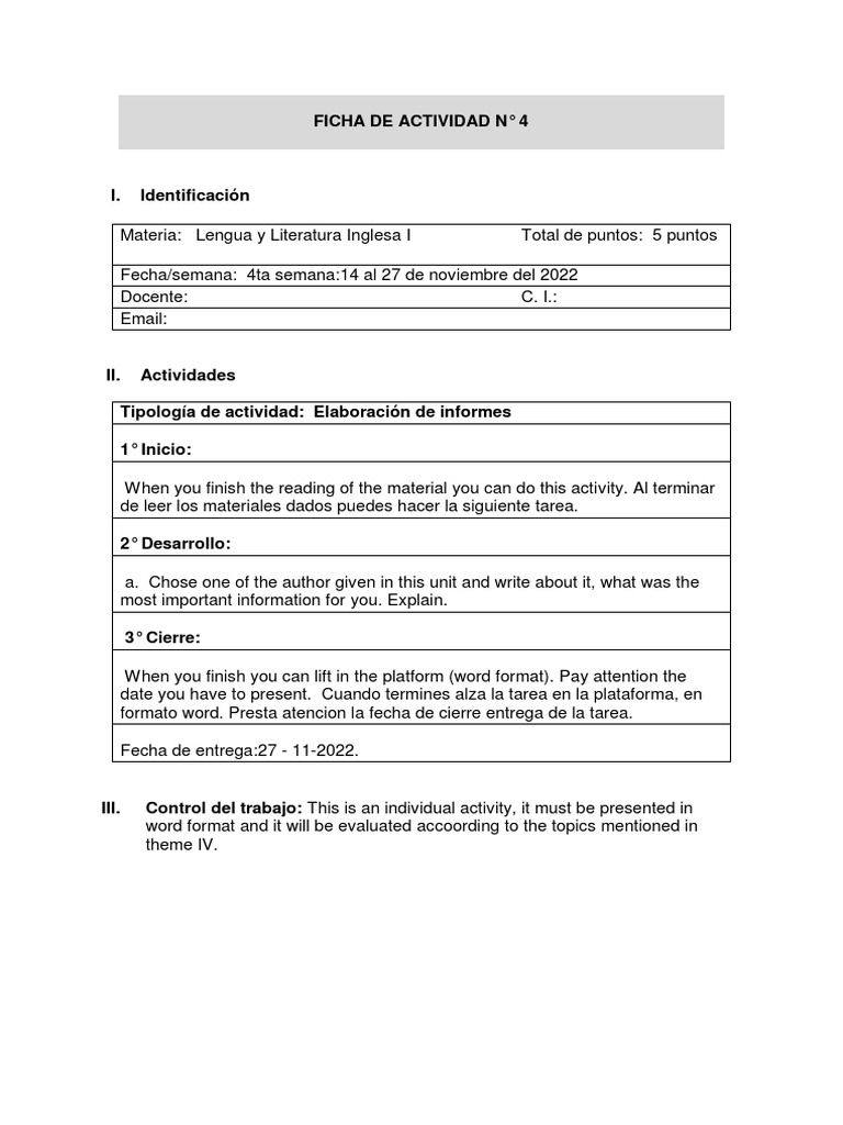 Actividad de Informe en Inglés | PDF | Crecimiento personal y profesional