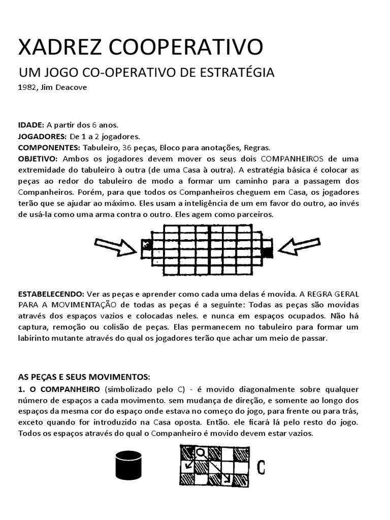 Tabuleiro e peças do Xadrez Simplificado