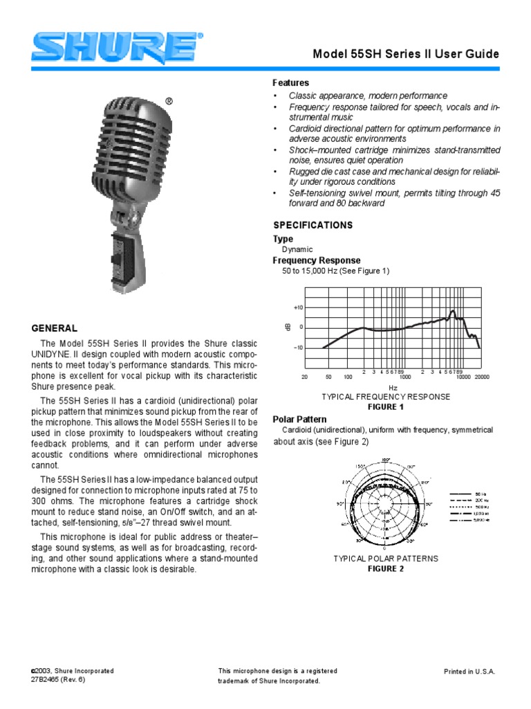 55sh Series2 PDF Microphone Electrical Components
