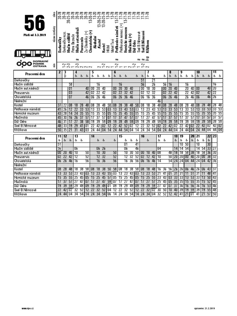 2 3 4 5 6 7 8 9 10 11 Pracovní Den Platí Od 3.3.2019 PDF