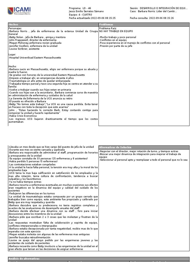 Barbara Norris Lder Del Cambio En La Unidad De Ciruga General PDF