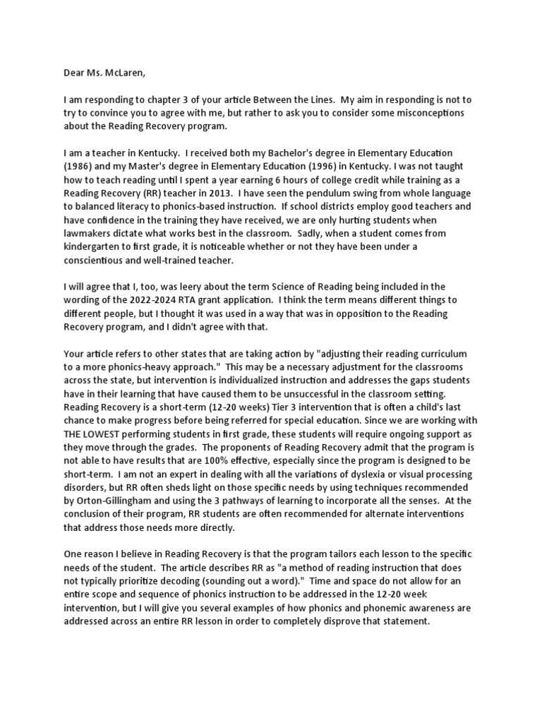 What Is A Reading Recovery Teacher
