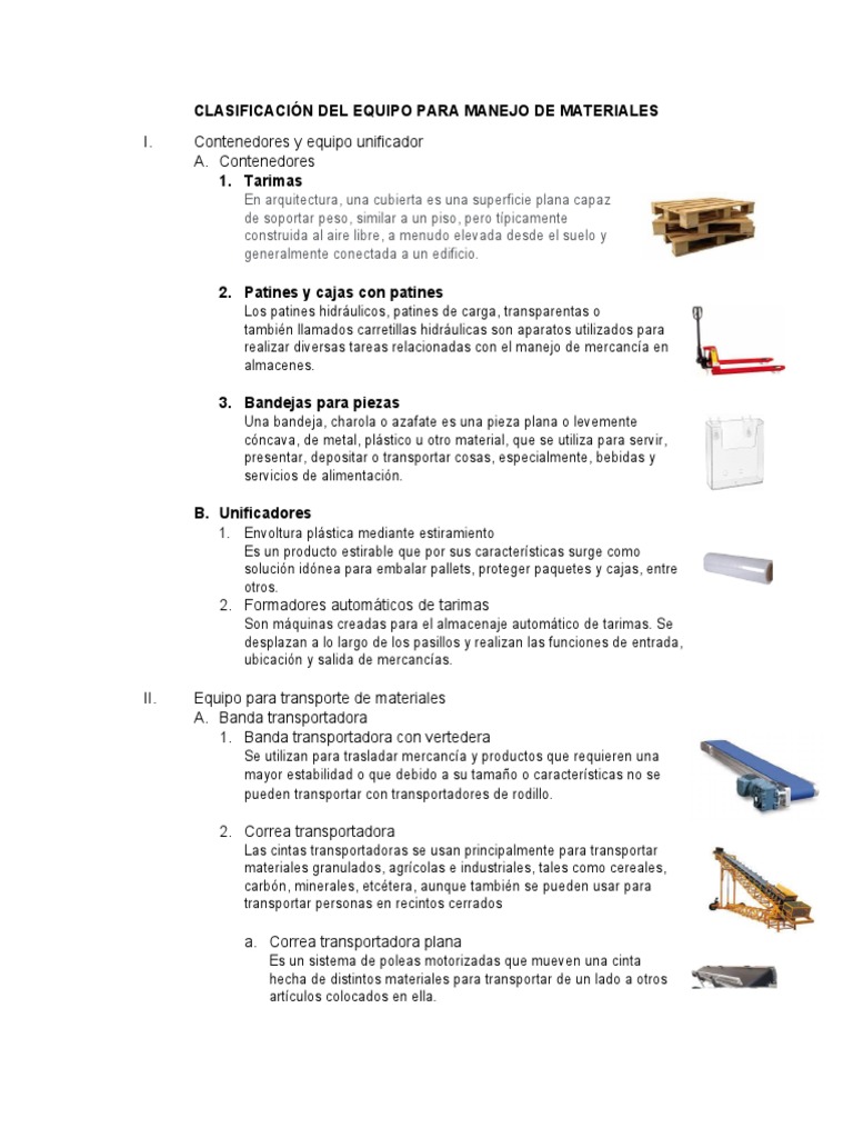 Clasificación de Equipos para Manejo de Materiales | PDF | Hogar ...