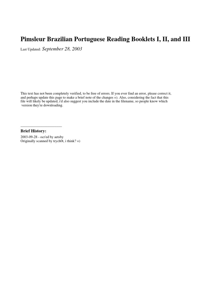 Pimsleur - Brazilian Portuguese - Booklets I II III | PDF | Decimal ...