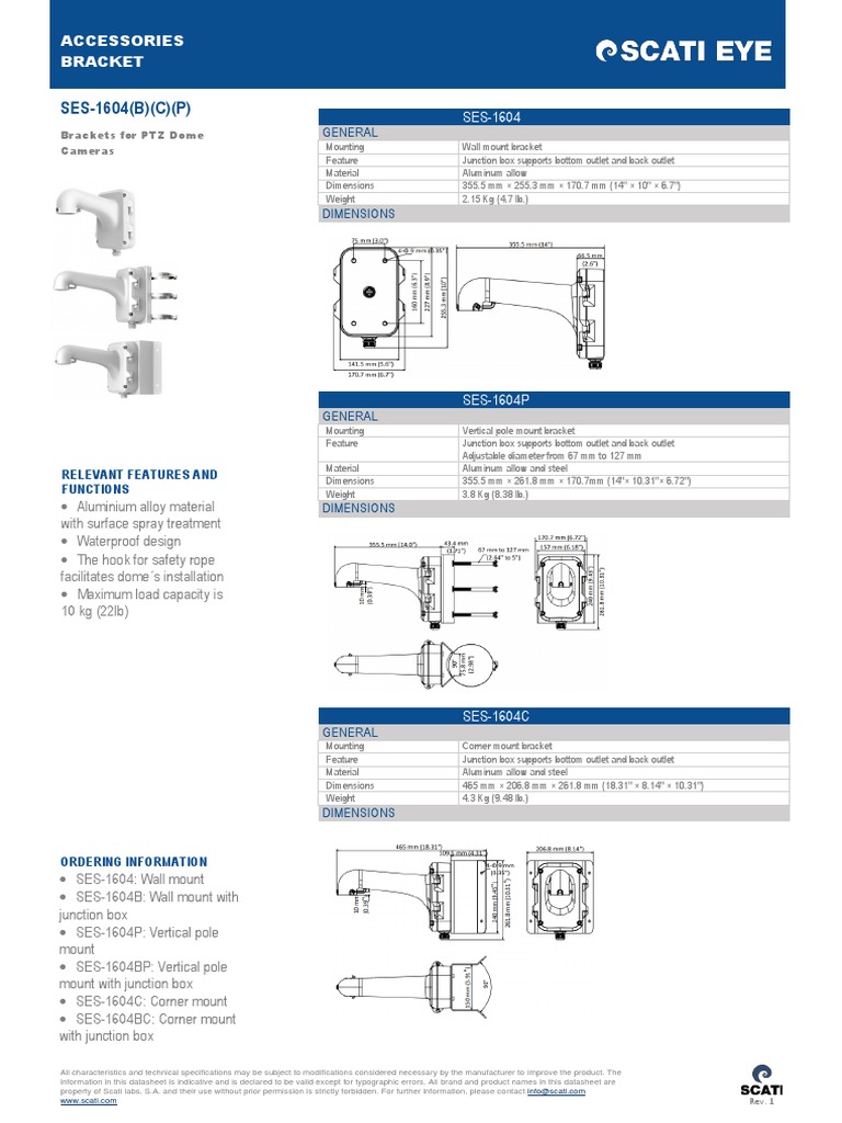 Scati DAT ScatiEye - SES 1604 - Bracket en | PDF | Equipment | Materials